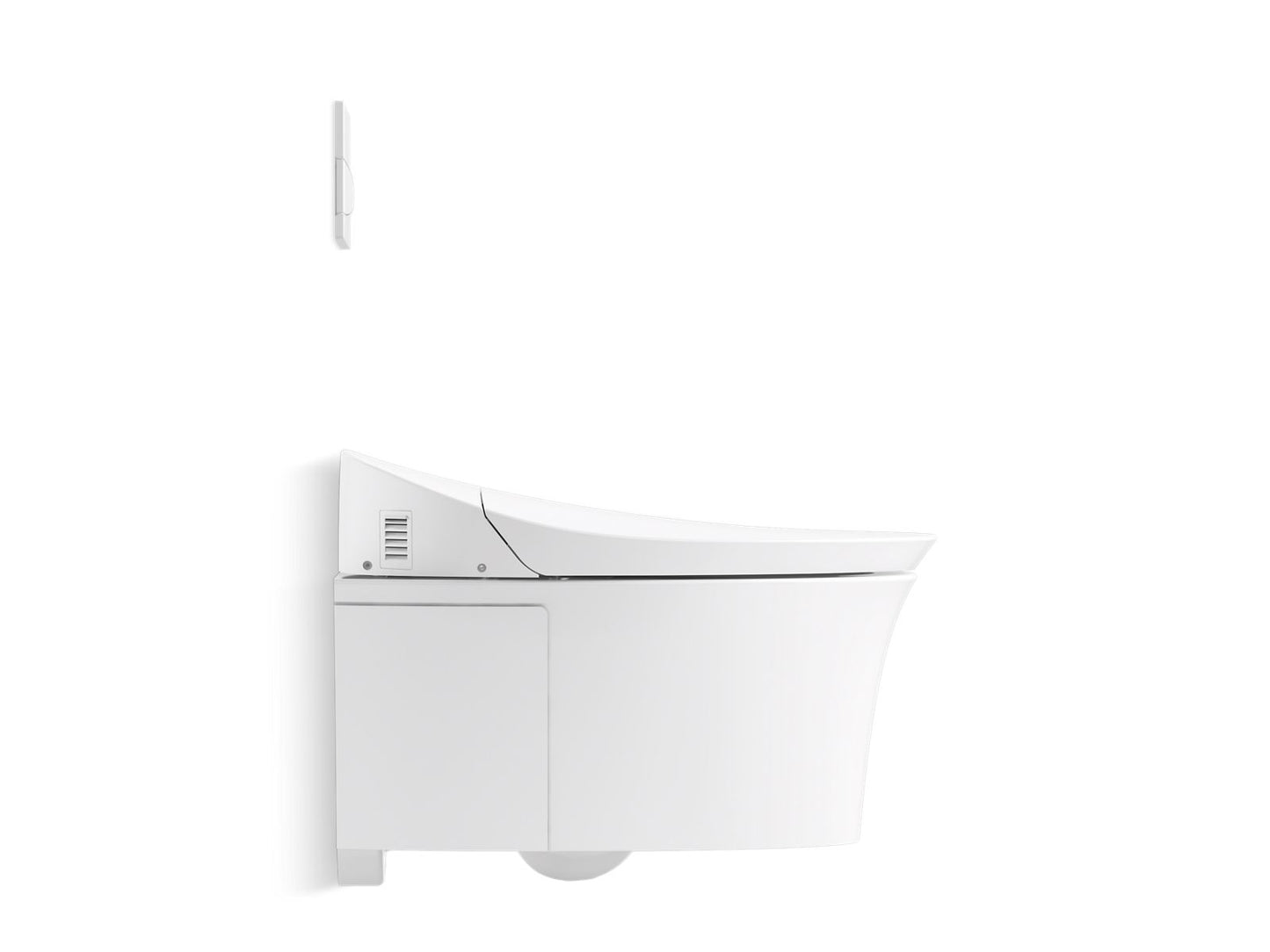 KOHLER K-76395-0 Veil Wall-Hung Compact Elongated Smart Toilet Bowl, Dual-Flush In White