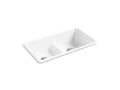 KOHLER K-5312-0 Iron/Tones Smart Divide 33" Top-/Undermount Double-Bowl Kitchen Sink - White