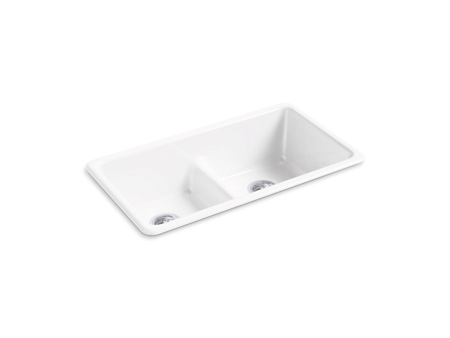 KOHLER K-5312-NY Iron/Tones Smart Divide 33" top-/undermount double-bowl kitchen sink - Dune