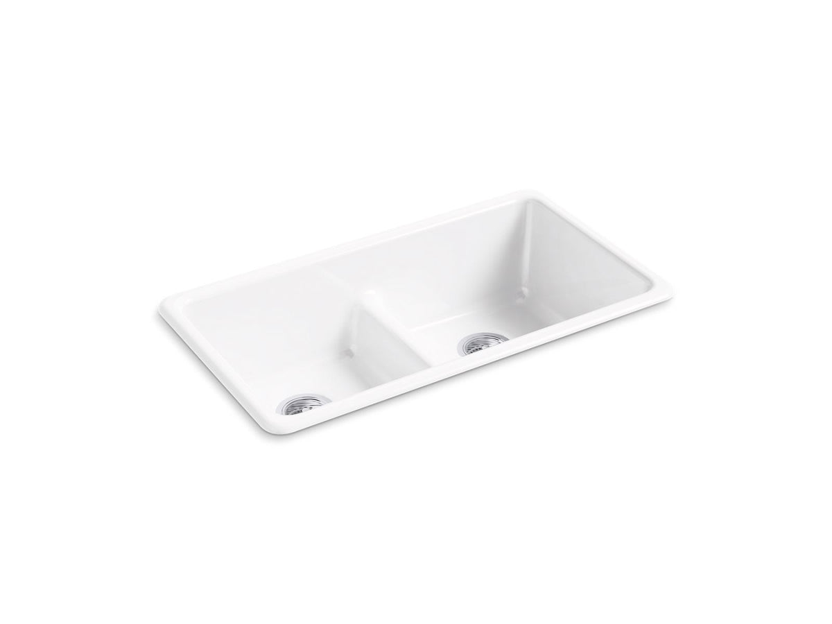 KOHLER K-5312-FF Iron/Tones Smart Divide 33" Top-/Undermount Double-Bowl Kitchen Sink - Sea Salt