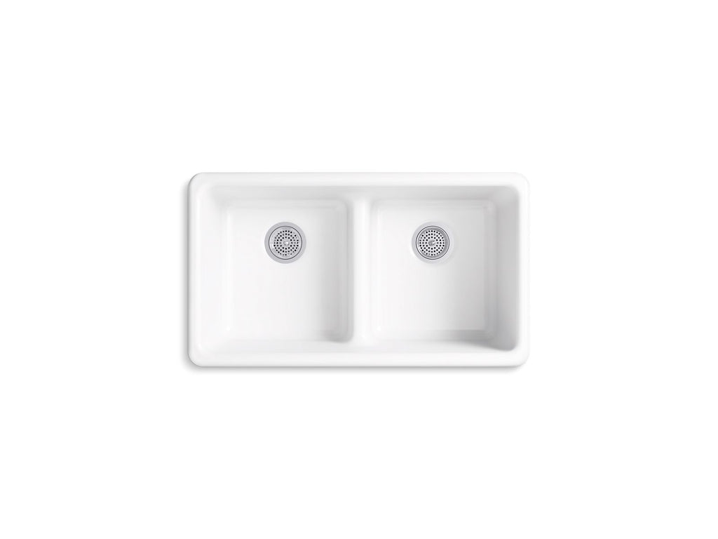 KOHLER K-5312-FF Iron/Tones Smart Divide 33" Top-/Undermount Double-Bowl Kitchen Sink - Sea Salt