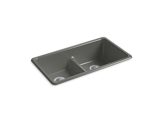 KOHLER K-5312-58 Iron/Tones Smart Divide 33" Top-/Undermount Double-Bowl Kitchen Sink In Thunder Grey