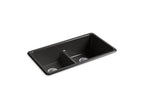 KOHLER K-5312-7 Iron/Tones Smart Divide 33" Top-/Undermount Double-Bowl Kitchen Sink - Black Black