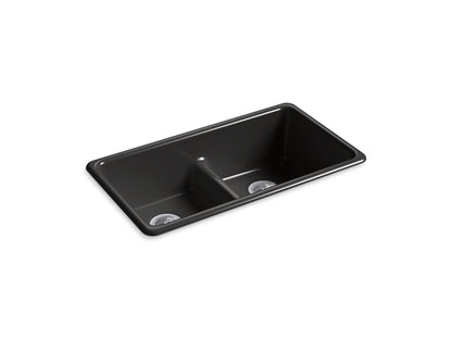 KOHLER K-5312-7 Iron/Tones Smart Divide 33" top-/undermount double-bowl kitchen sink - Black Black