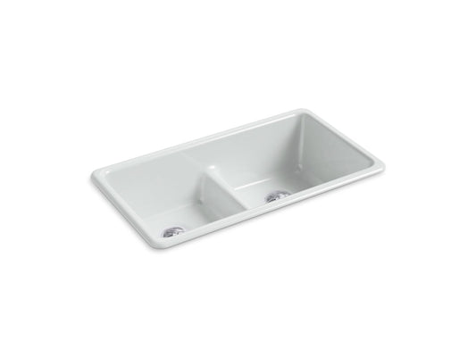 KOHLER K-5312-95 Iron/Tones Smart Divide 33" Top-/Undermount Double-Bowl Kitchen Sink In Ice Grey