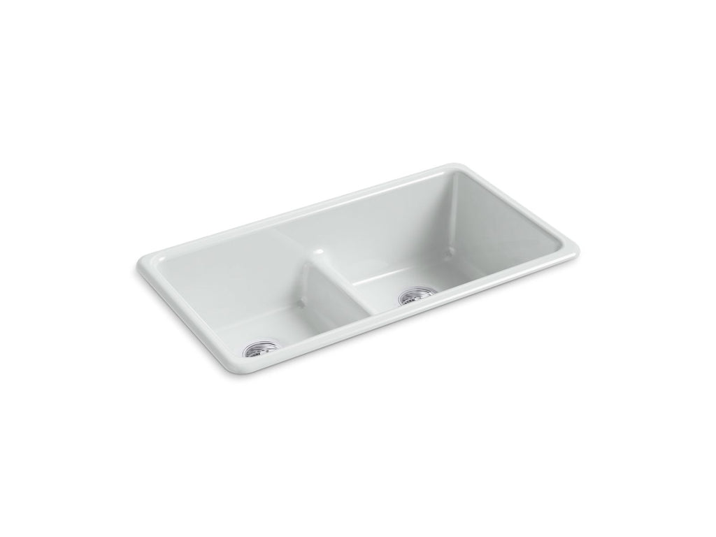 KOHLER K-5312-95 Iron/Tones Smart Divide 33" Top-/Undermount Double-Bowl Kitchen Sink - Ice Grey