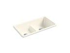 KOHLER K-5312-96 Iron/Tones Smart Divide 33" Top-/Undermount Double-Bowl Kitchen Sink - Biscuit