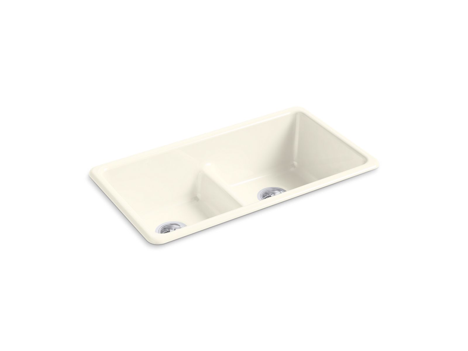 KOHLER K-5312-96 Iron/Tones Smart Divide 33" Top-/Undermount Double-Bowl Kitchen Sink - Biscuit