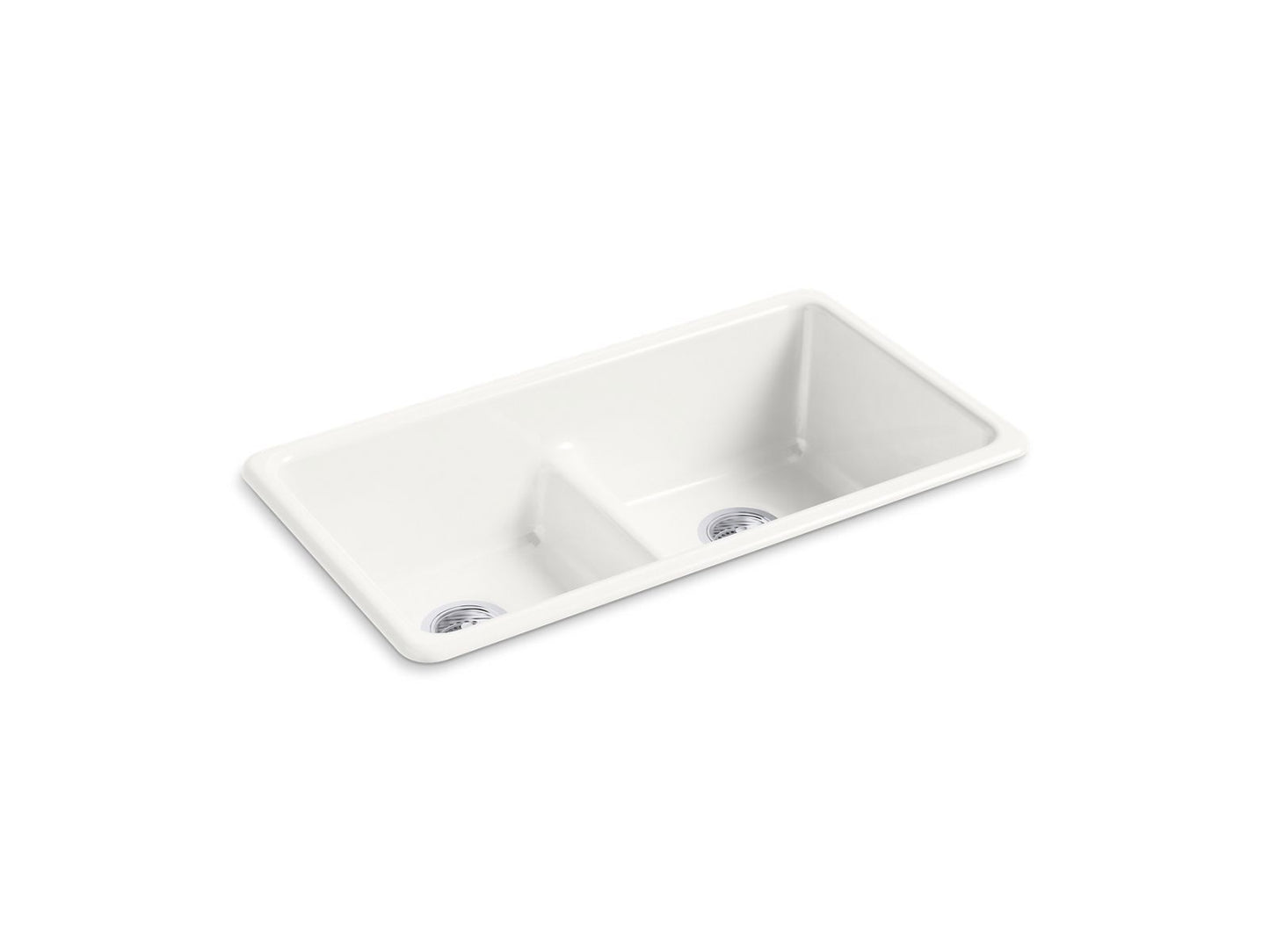 KOHLER K-5312-FF Iron/Tones Smart Divide 33" Top-/Undermount Double-Bowl Kitchen Sink In Sea Salt