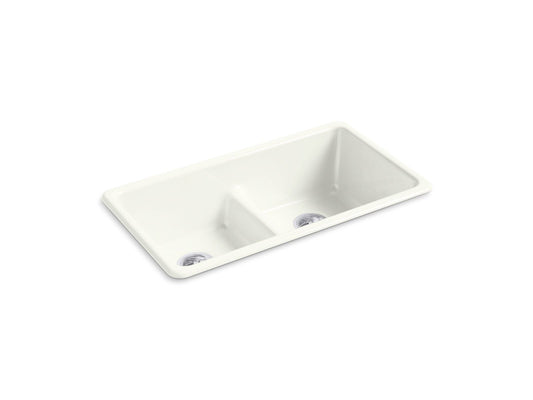 KOHLER K-5312-NY Iron/Tones Smart Divide 33" Top-/Undermount Double-Bowl Kitchen Sink In Dune