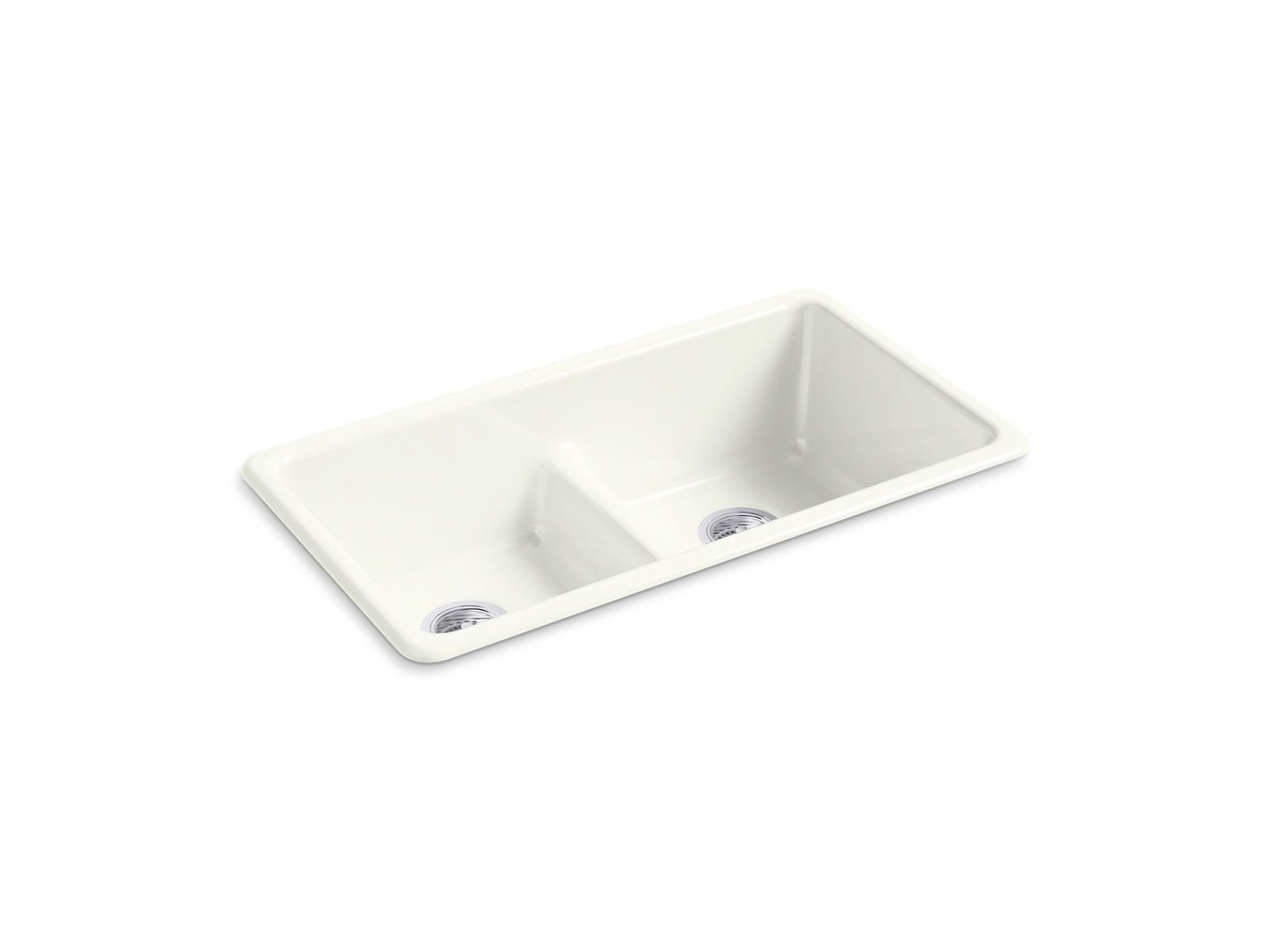 KOHLER K-5312-NY Iron/Tones Smart Divide 33" Top-/Undermount Double-Bowl Kitchen Sink - Dune
