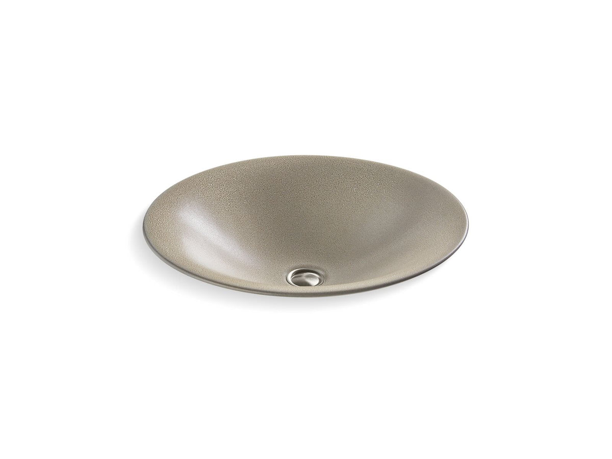KOHLER K-77714-SSP Shagreen Carillon 17-1/2" Round Drop-In Bathroom Sink, No Overflow - Oyster Pearl