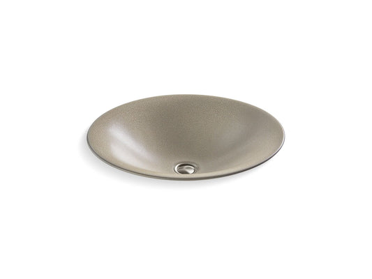 KOHLER K-77714-SSP Shagreen Carillon 17-1/2" round drop-in bathroom sink, no overflow - Oyster Pearl