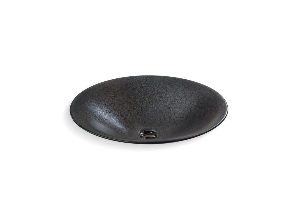 KOHLER K-77714-TB2 Shagreen Carillon 17-1/2" Round Drop-In Bathroom Sink, No Overflow - Ebony Pearl