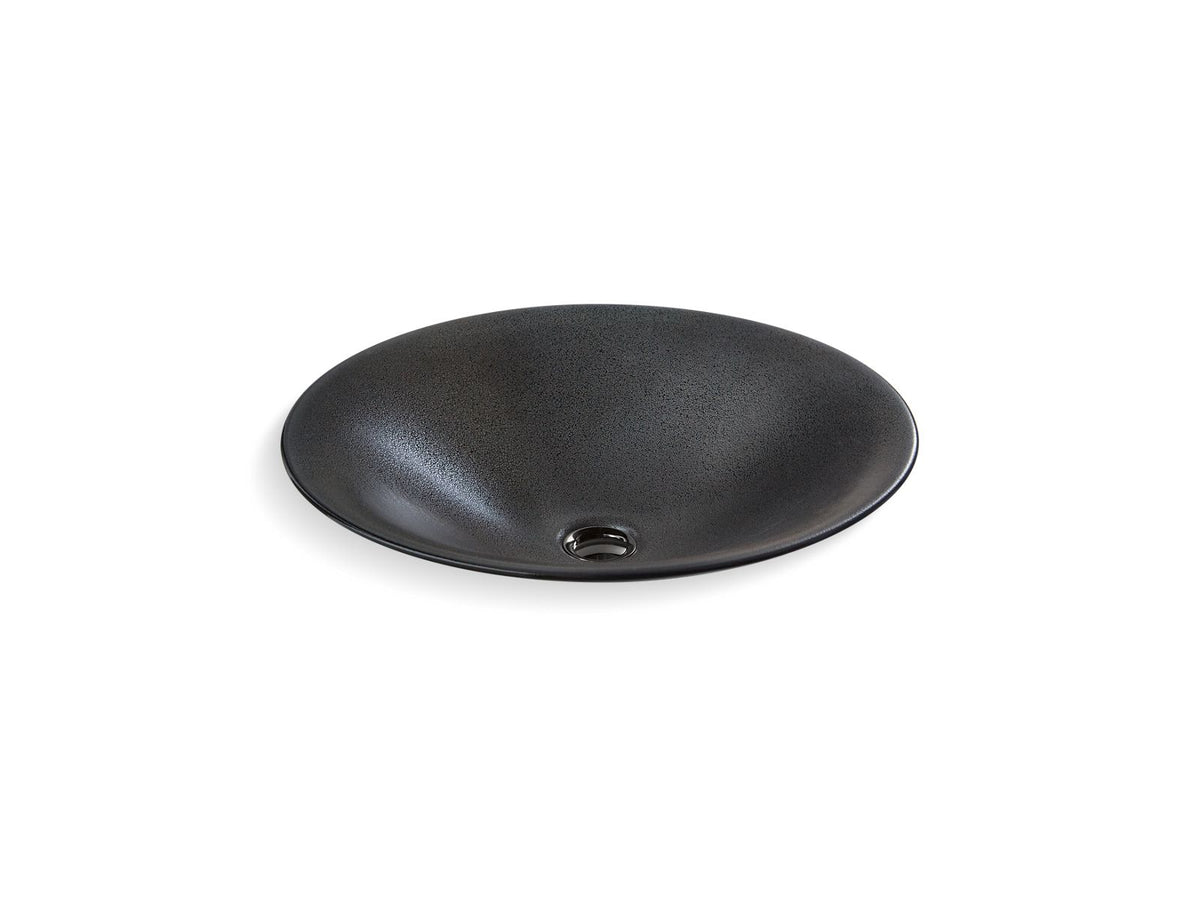 KOHLER K-77714-TB2 Shagreen Carillon 17-1/2" Round Drop-In Bathroom Sink, No Overflow - Ebony Pearl