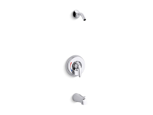 KOHLER K-PLS15601-X4-CP Coralais Bath And Shower Valve Trim With Lever Handle, Red/Blue Indexing And Npt Spout, Less Showerhead, Project Pack In Polished Chrome