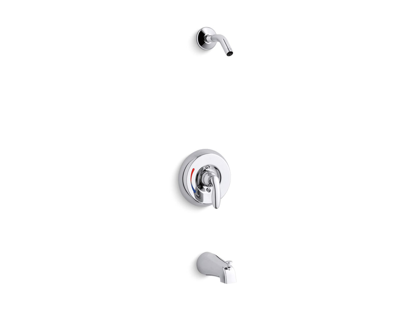 KOHLER K-PLS15601-X4S-CP Coralais Bath And Shower Valve Trim With Lever Handle, Red/Blue Indexing And Slip-Fit Spout, Less Showerhead, Project Pack In Polished Chrome