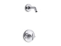KOHLER K-TLS14422-3-CP Purist Rite-Temp Shower Trim Kit With Cross Handle, Without Showerhead - Polished Chrome
