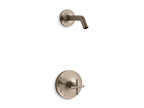 KOHLER K-TLS14422-3-BV Purist Rite-Temp Shower Trim Kit With Cross Handle, Without Showerhead - Vibrant Brushed Bronze