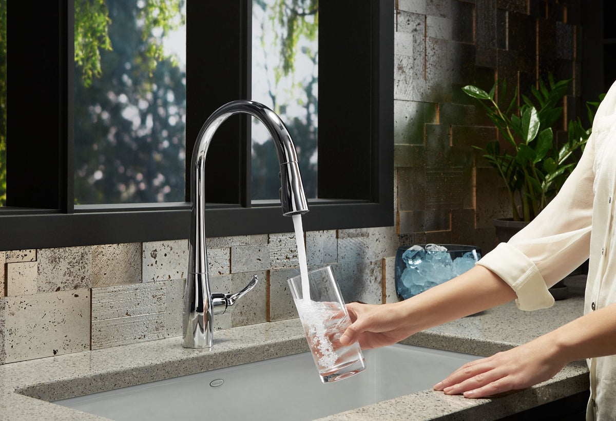 KOHLER K-22036-CP Simplice Touchless Pull-Down Kitchen Sink Faucet With Three-Function Sprayhead - Polished Chrome