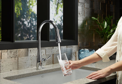 KOHLER K-22036-2MB Simplice Touchless pull-down kitchen sink faucet with three-function sprayhead - Vibrant Brushed Moderne Brass