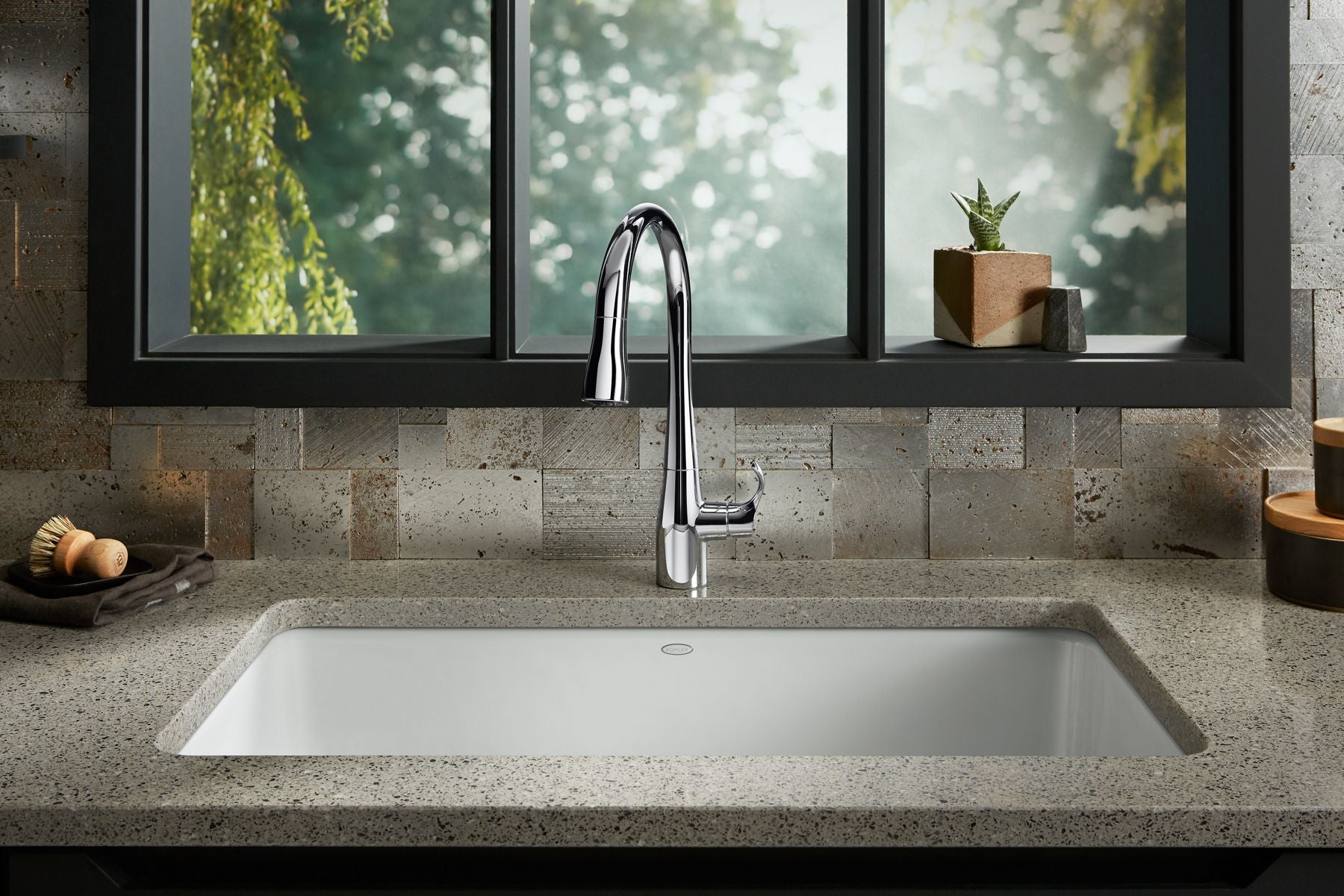 KOHLER K-5707-FF Iron/Tones 33" Top-/Undermount Single-Bowl Kitchen Sink - Sea Salt