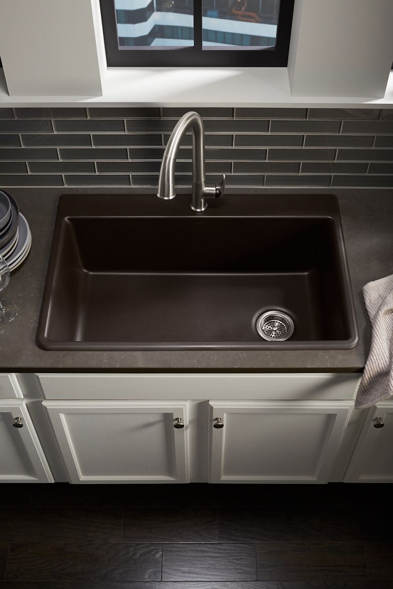 KOHLER K-8437-1-CM4 Kennon 33" Top-/Undermount Single-Bowl Kitchen Sink - Matte Grey