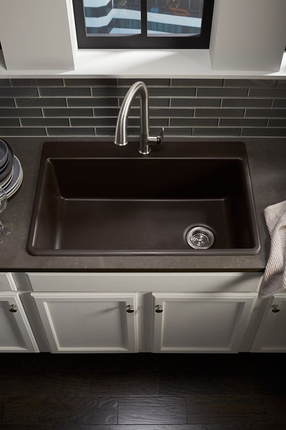 KOHLER K-8437-1-CM1 Kennon 33" top-/undermount single-bowl kitchen sink - Matte Black