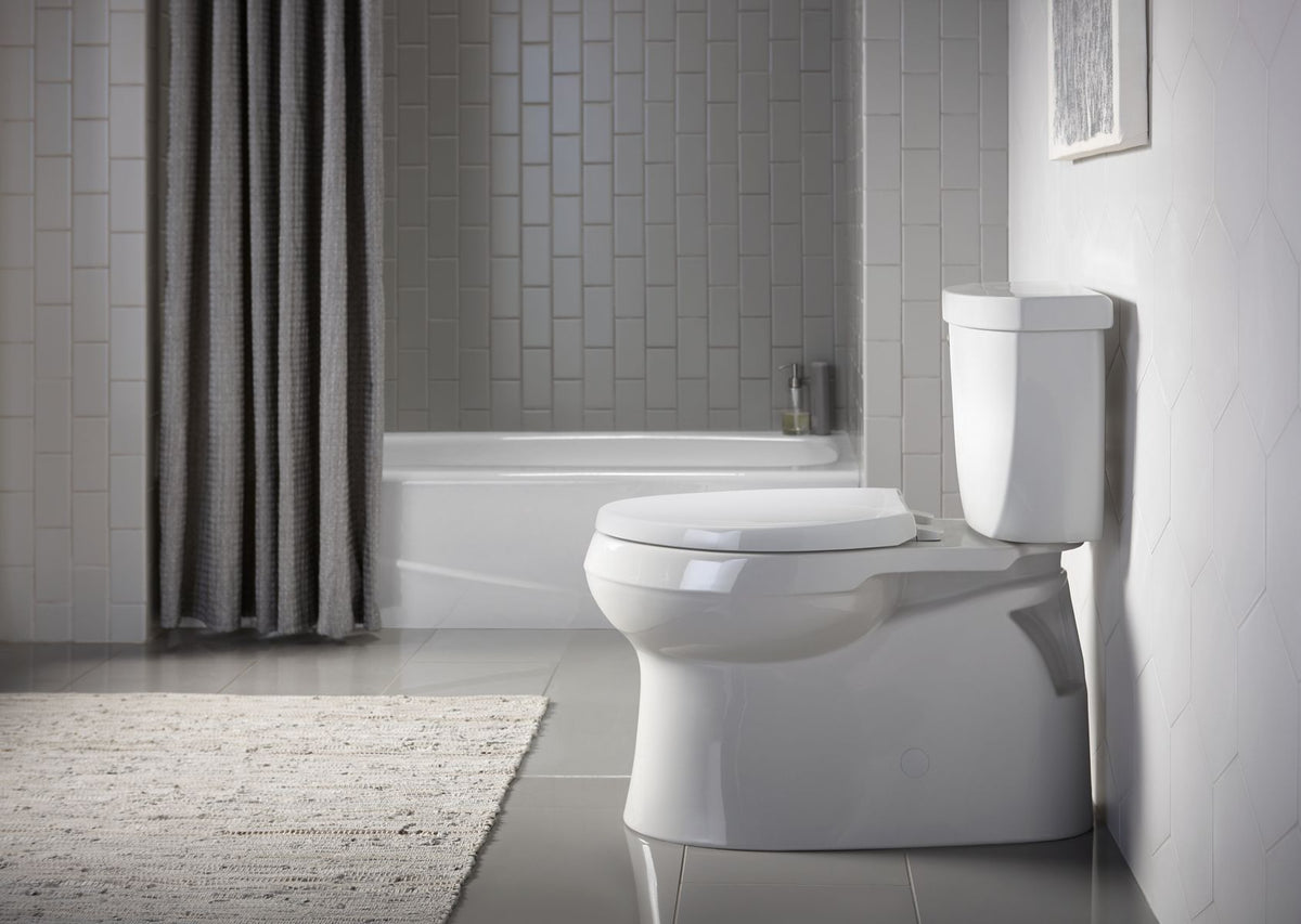 KOHLER K-5310-95 Cimarron Two-Piece Elongated Toilet With Skirted Trapway, 1.28 Gpf - Ice Grey