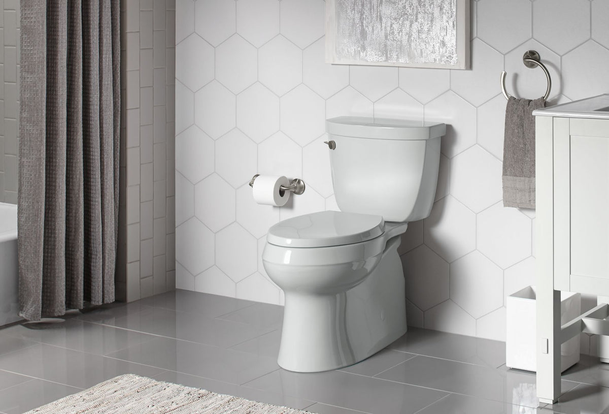 KOHLER K-5310-95 Cimarron Two-Piece Elongated Toilet With Skirted Trapway, 1.28 Gpf - Ice Grey