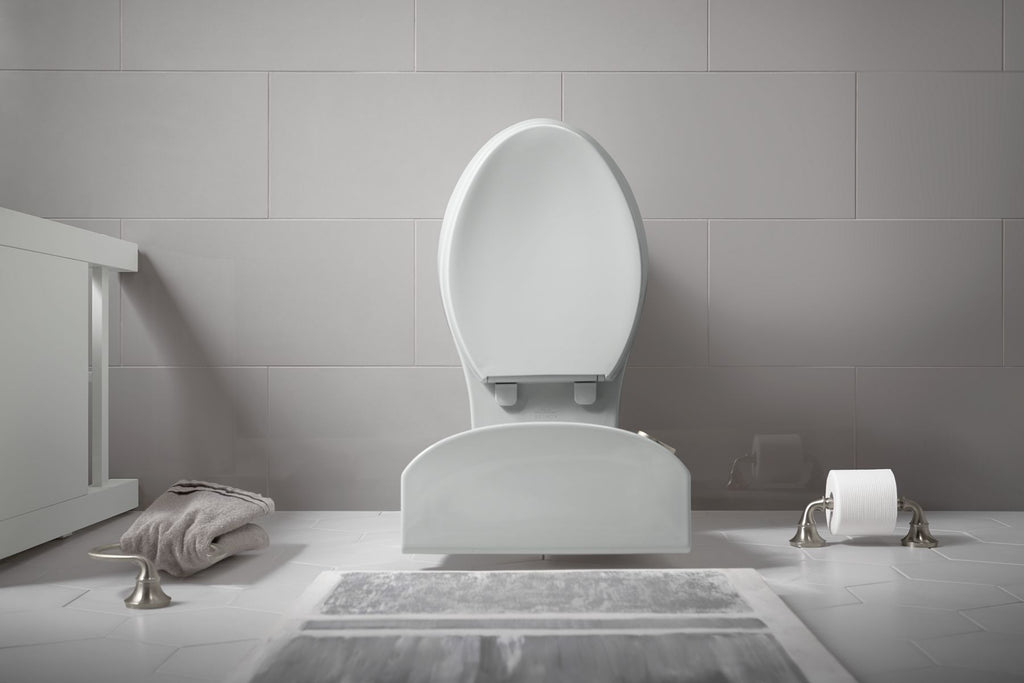 KOHLER K-5310-95 Cimarron Two-Piece Elongated Toilet With Skirted Trapway, 1.28 Gpf - Ice Grey
