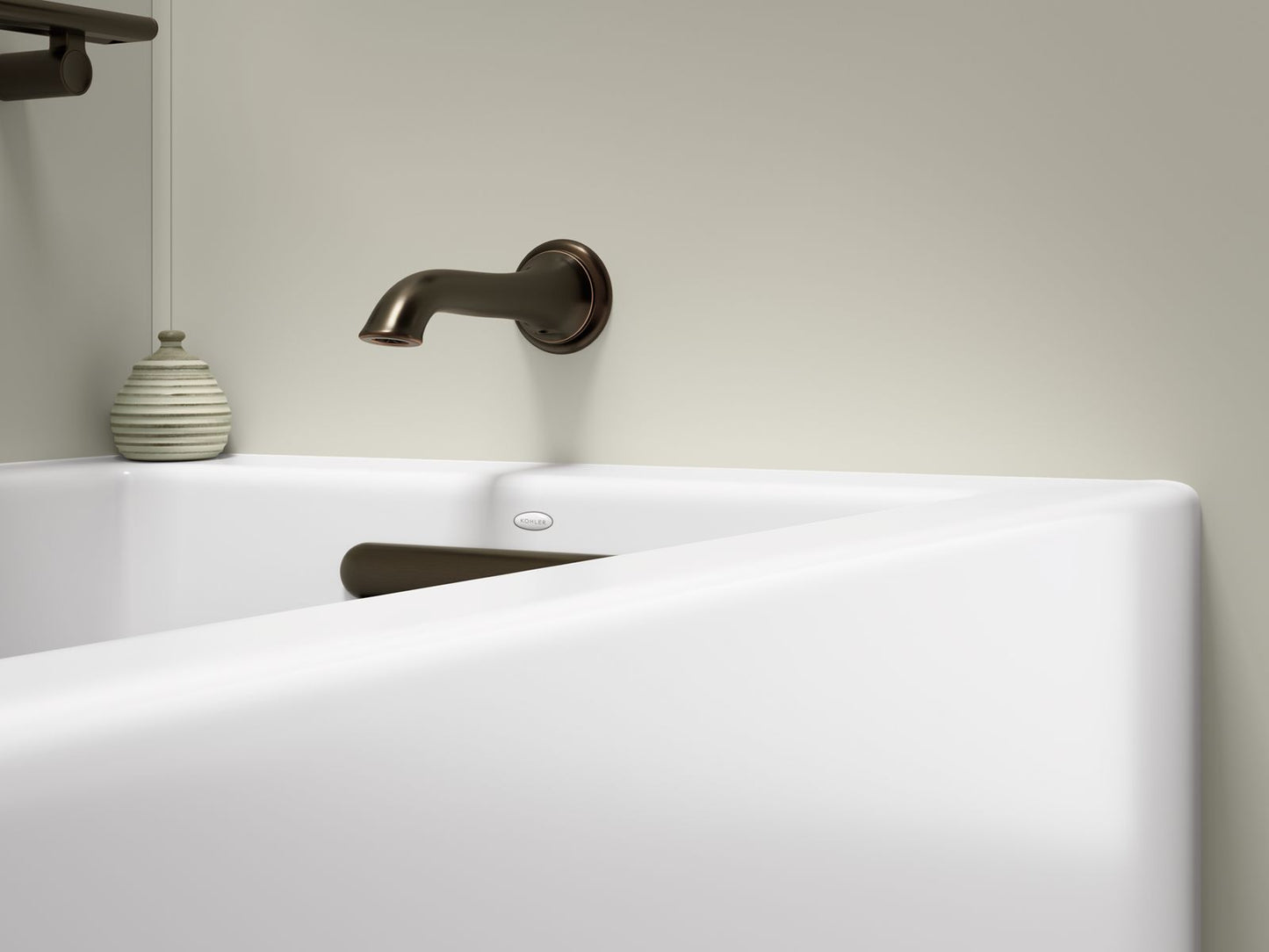KOHLER K-1957-RA-96 Underscore 60" x 32" alcove bath right drain - Biscuit