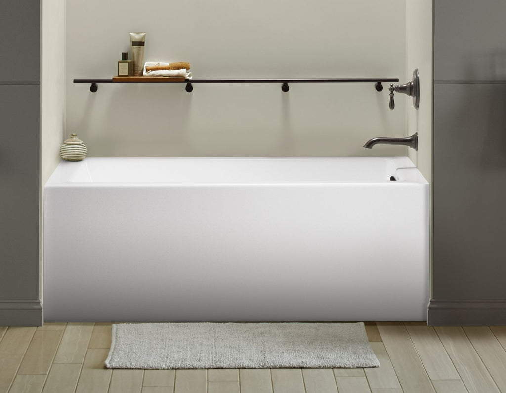 KOHLER K-20201-RA-0 Underscore 60" X 30" Alcove Bath, Right Drain - White