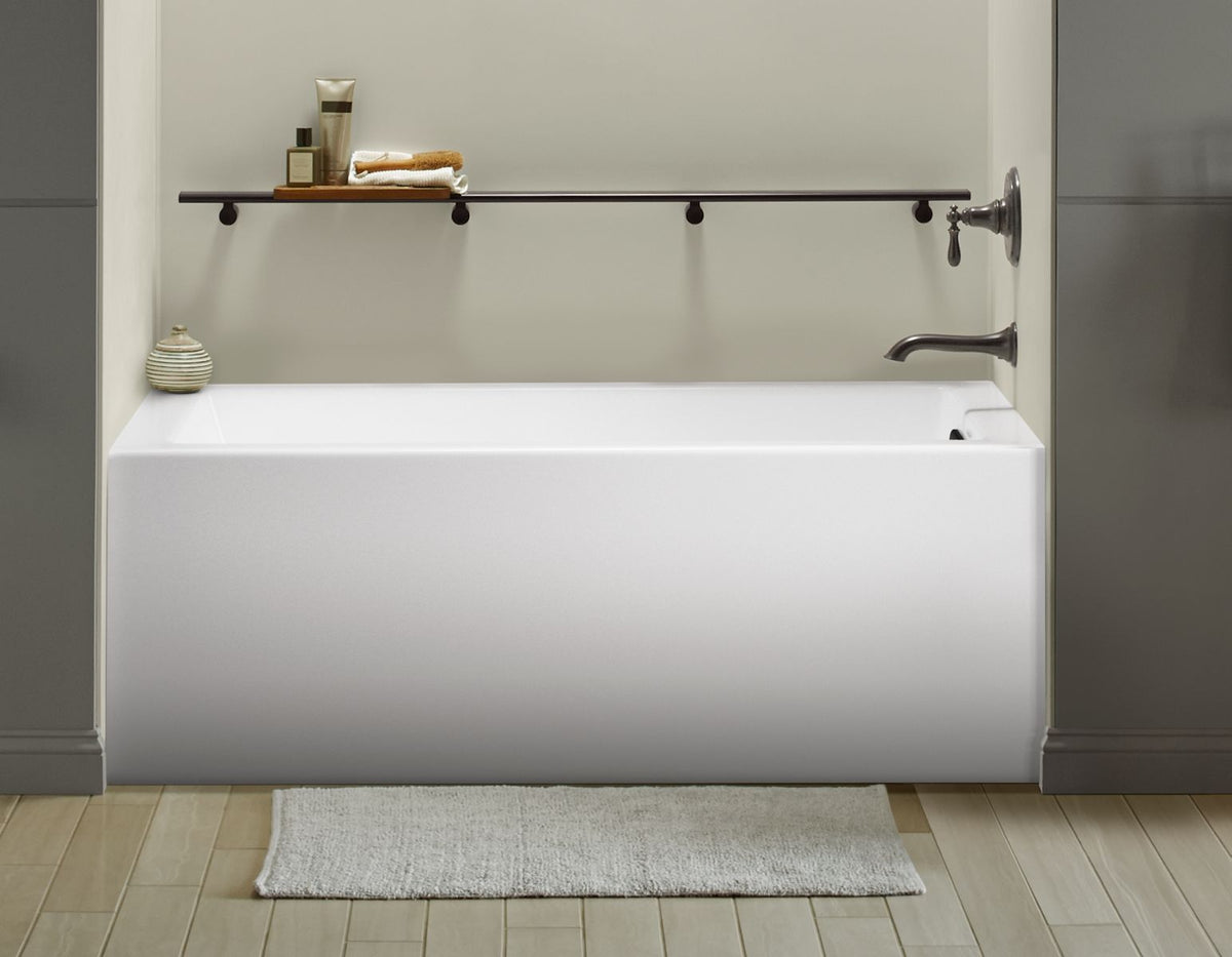 KOHLER K-20201-RA-0 Underscore 60" X 30" Alcove Bath, Right Drain - White