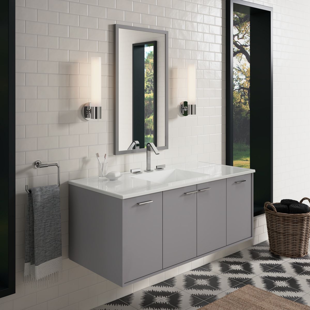 KOHLER K-99544-1WT Jute 48" Wall-Hung Bathroom Vanity Cabinet In Mohair Grey