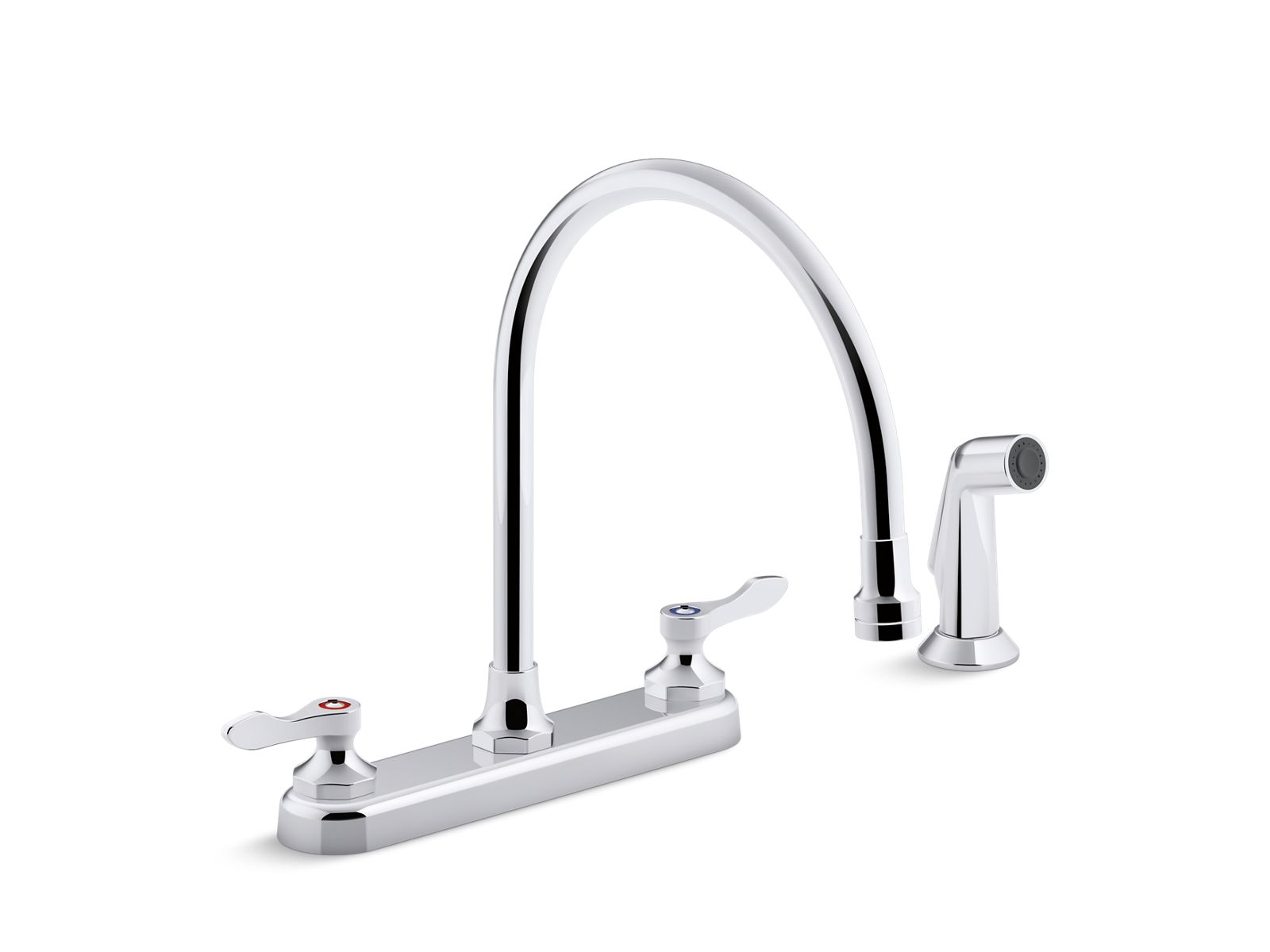 KOHLER K-810T71-4AHA-CP Triton Bowe 1.5 Gpm Kitchen Sink Faucet With 9-5/16" Gooseneck Spout, Matching Finish Sidespray, Aerated Flow And Lever Handles - Polished Chrome