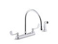 KOHLER K-810T71-5AHA-CP Triton Bowe 1.5 Gpm Kitchen Sink Faucet With 9-5/16" Gooseneck Spout, Matching Finish Sidespray, Aerated Flow And Wristblade Handles - Polished Chrome