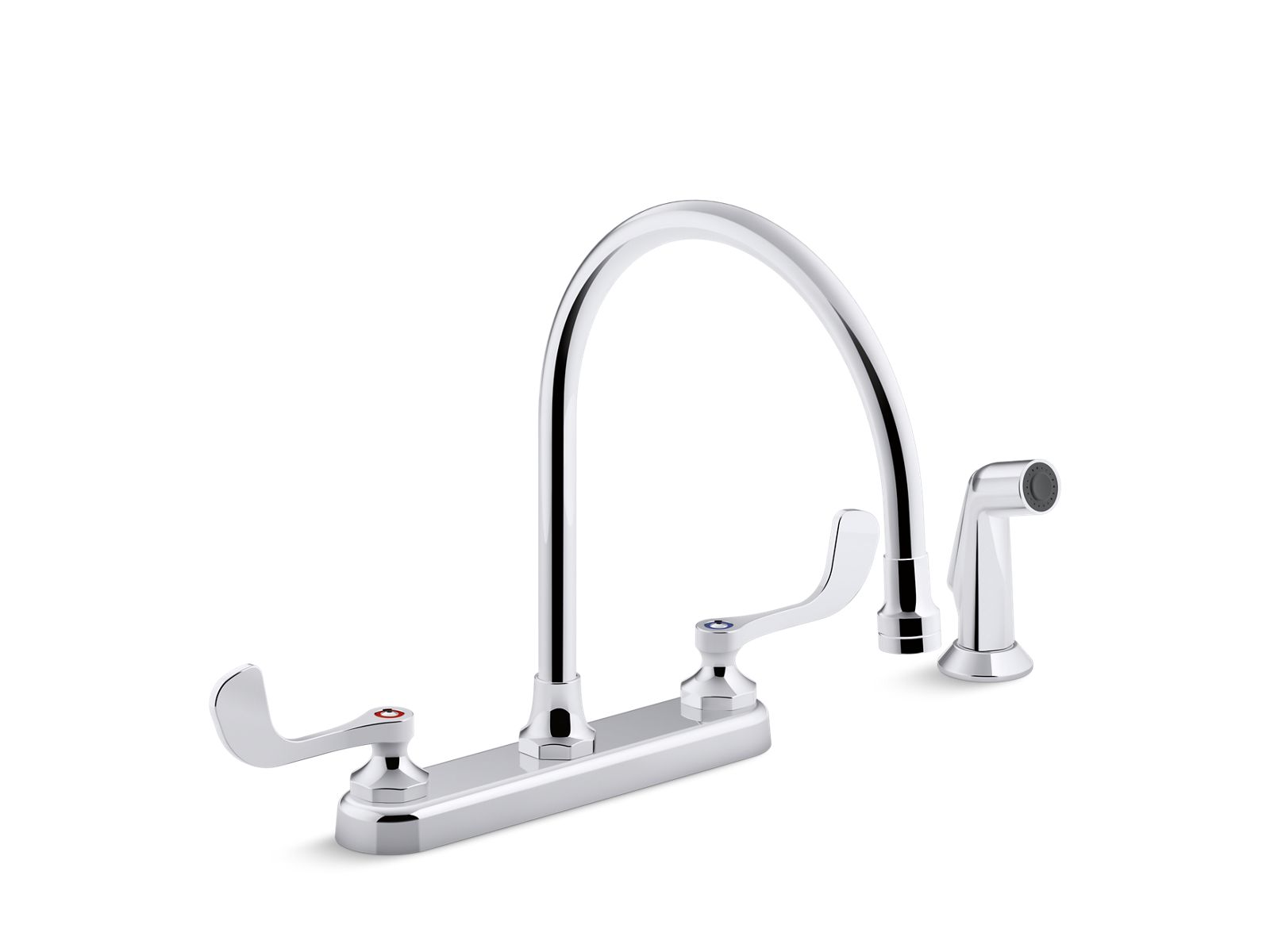 KOHLER K-810T71-5AHA-CP Triton Bowe 1.5 Gpm Kitchen Sink Faucet With 9-5/16" Gooseneck Spout, Matching Finish Sidespray, Aerated Flow And Wristblade Handles - Polished Chrome
