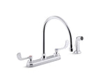 KOHLER K-810T71-5AFA-CP Triton Bowe 1.8 Gpm Kitchen Sink Faucet With 9-5/16" Gooseneck Spout, Matching Finish Sidespray, Aerated Flow And Wristblade Handles - Polished Chrome