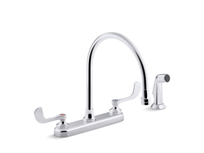 KOHLER K-810T71-5AHA-CP Triton Bowe 1.5 gpm kitchen sink faucet with 9-5/16" gooseneck spout, matching finish sidespray, aerated flow and wristblade handles - Polished Chrome