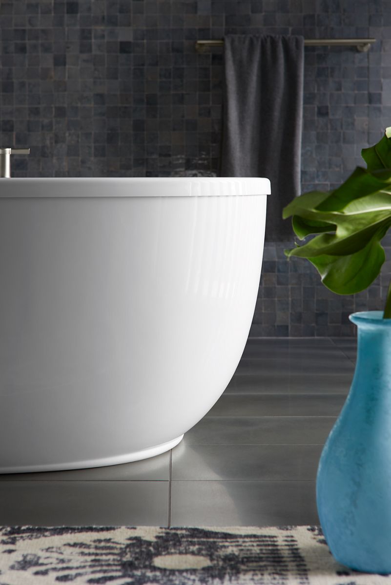KOHLER K-6369-0 Sunstruck 65-1/2" X 35-1/2" Freestanding Bath With Fluted Shroud - White