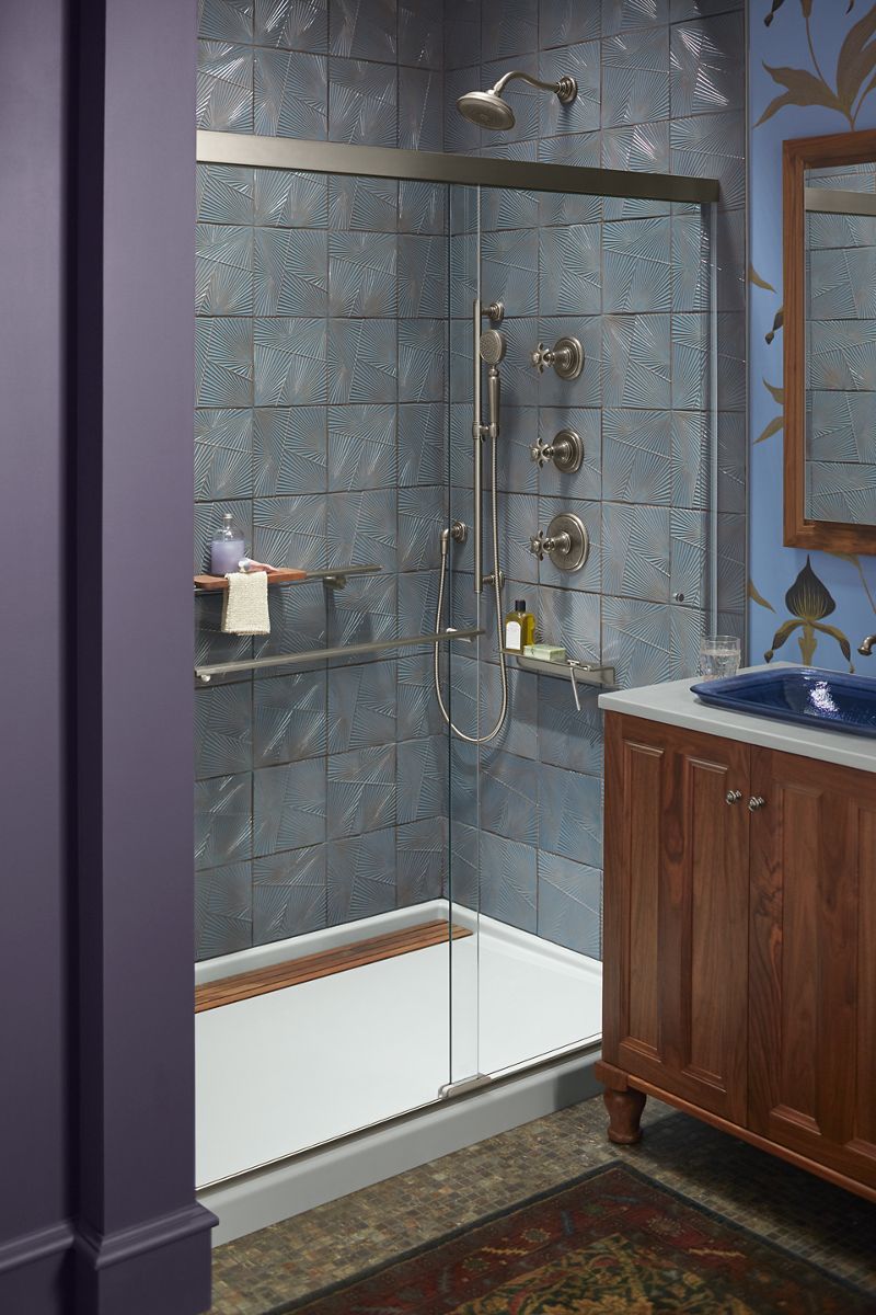KOHLER K-9996-96 Groove 60" X 42" Alcove Shower Base, Rear Center Drain - Biscuit