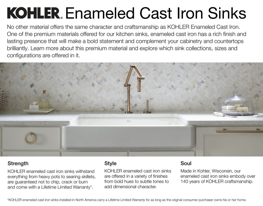 KOHLER K-5827-TRF Whitehaven 32-3/4" Undermount Single-Bowl Farmhouse Kitchen Sink - Truffle
