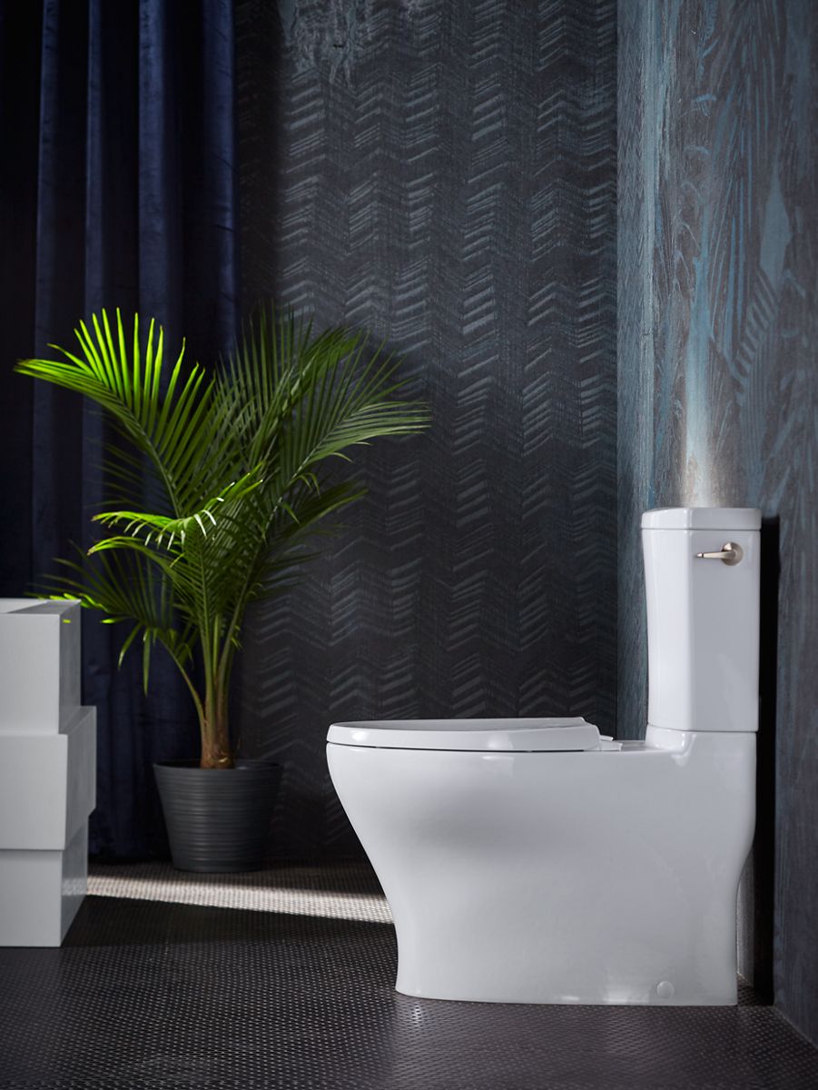 KOHLER K-75790-96 Persuade Curv Two-Piece Elongated Toilet With Skirted Trapway, Dual-Flush - Biscuit