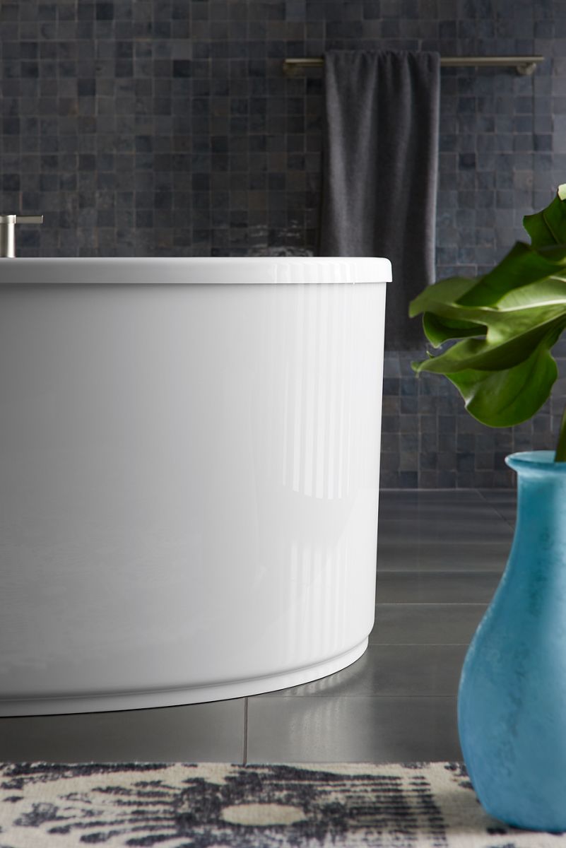KOHLER K-6368-0 Sunstruck 65-1/2" X 35-1/2" Freestanding Bath, Straight Shroud - White