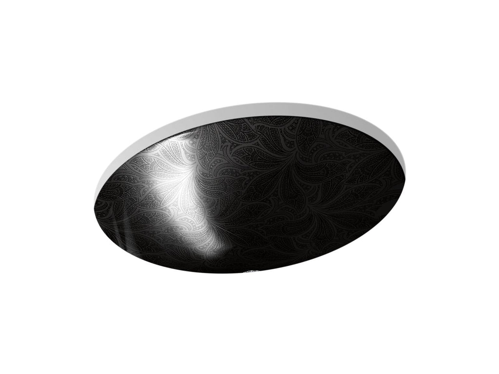 KOHLER K-14218-FP2-7 Sartorial Paisley Caxton 19-1/4" Oval Undermount Bathroom Sink - Black Sartorial Paisley
