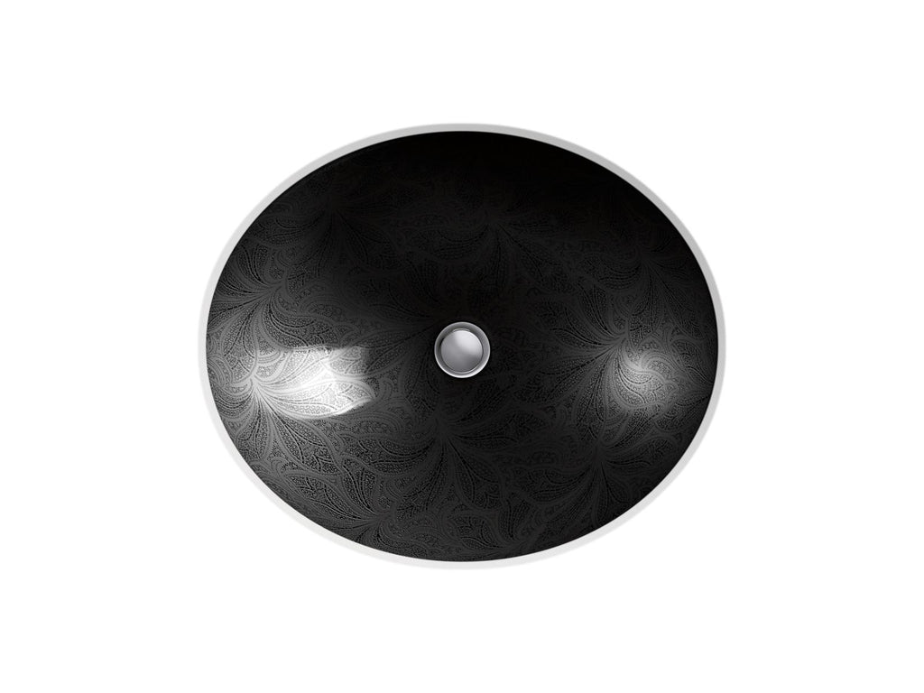 KOHLER K-14218-FP2-7 Sartorial Paisley Caxton 19-1/4" Oval Undermount Bathroom Sink - Black Sartorial Paisley