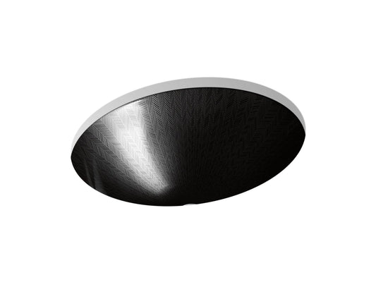 KOHLER K-14218-HD2-7 Sartorial Herringbone Caxton 19-1/4" Oval Undermount Bathroom Sink, No Overflow In Black Sartorial Herringbone