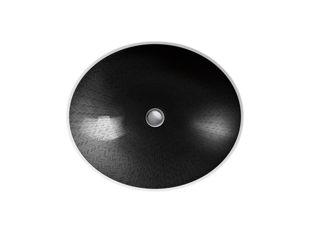 KOHLER K-14218-HD2-7 Sartorial Herringbone Caxton 19-1/4" Oval Undermount Bathroom Sink, No Overflow - Black Sartorial Herringbone