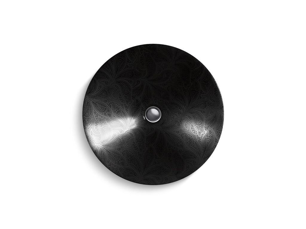 KOHLER K-75748-FP2-7 Sartorial Paisley Carillon 17-1/2" Round Drop-In Bathroom Sink, No Overflow - Black Sartorial Paisley